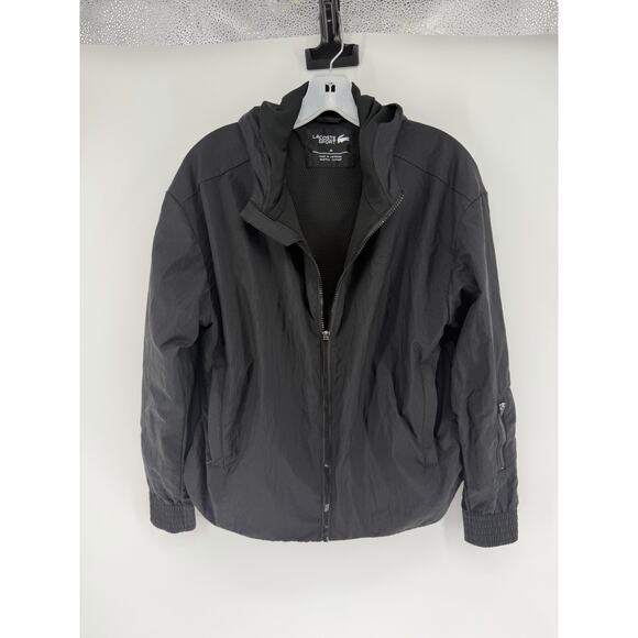 Lacoste Jackets & Blazers - Lacoste Sport Womens Light Zippered Tennis Jacket Windbreaker Hood Black Size 40
